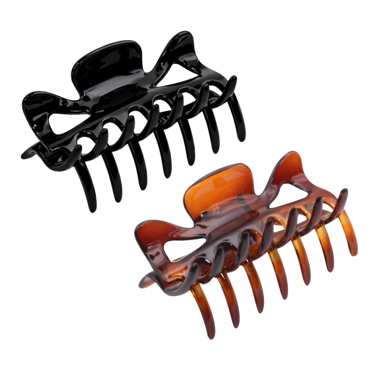 Parcelona French Classic 3" Medium Celluloid Hair Claws for Women & Girls (2Pcs)