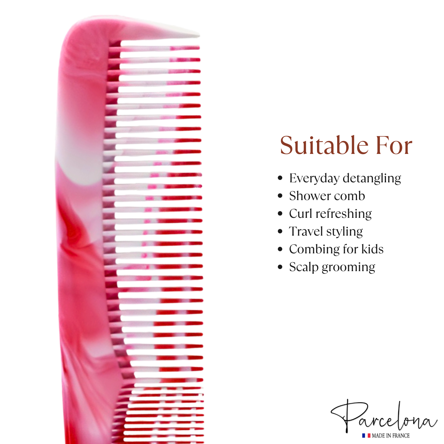 Parcelona French Dressing Comb 7.5" Wide Narrow Teeth Detangler Hair Accessories