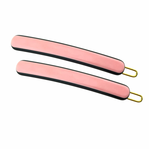 French Amie Rounded Oblong Small 2.5" Tige Boule Metal Clasp Hair Barrettes