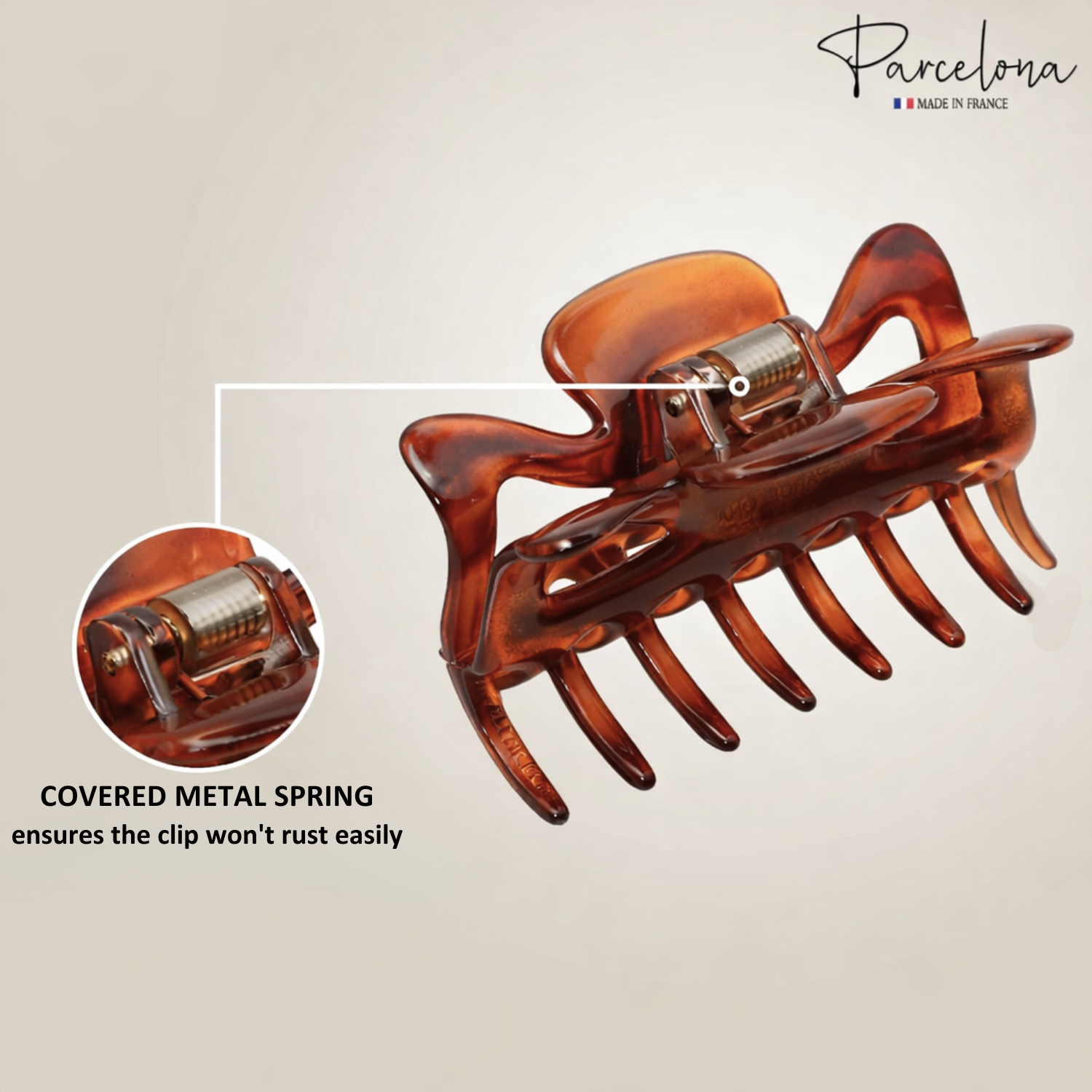 Parcelona French Classic 3" Medium Cellulose Hair Claws for Women & Girls (2Pcs)
