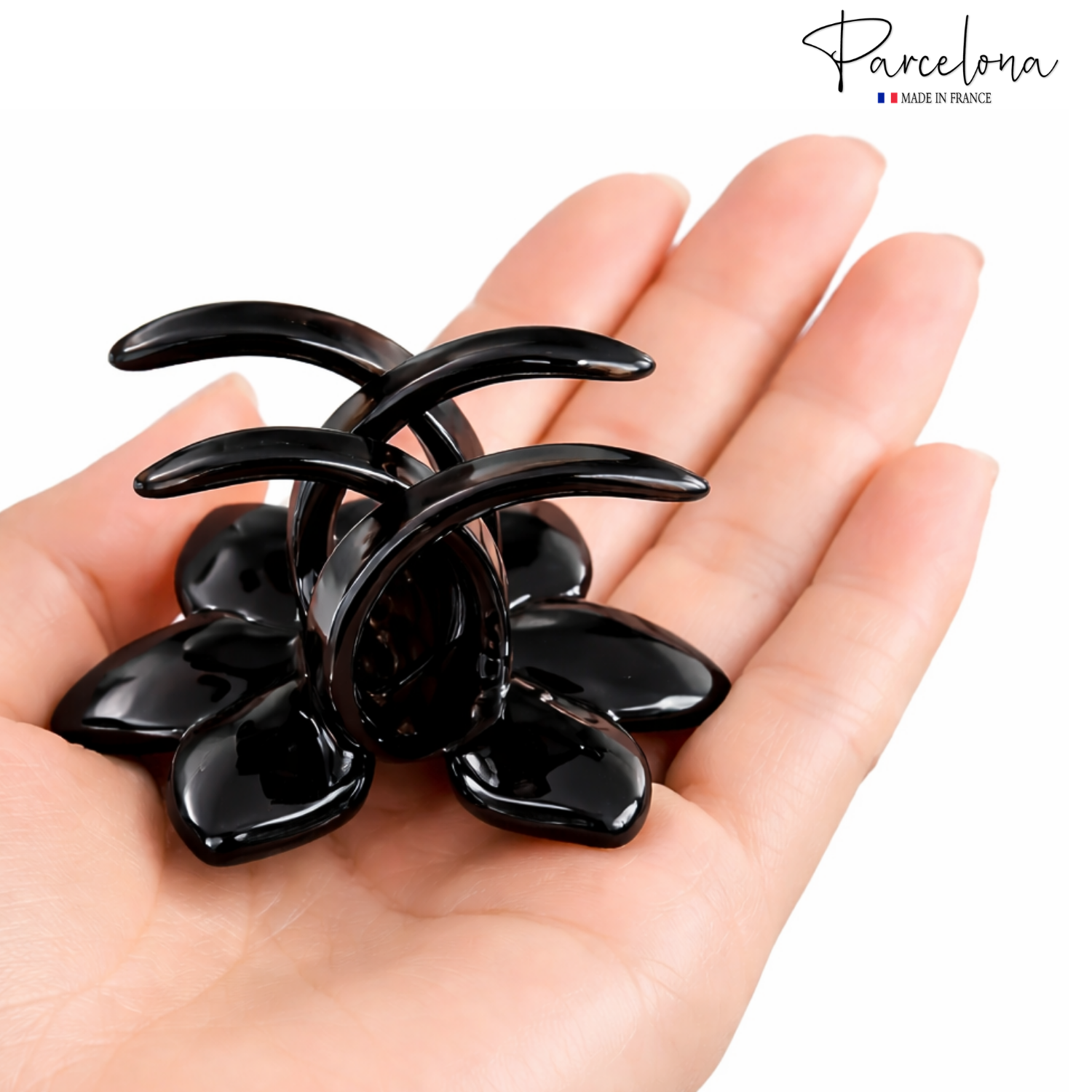 Parcelona French Clove Flower 4 Teeth Tortoise Shell Pony Holder Hair Claw