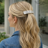 French Amie Long Rectangle Handmade Large Hair Barrette Clip for Women N Girls