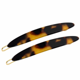 French Amie Narrow Oblong Small Hair Clip - Tige Boule Women Barrette Set Of 2