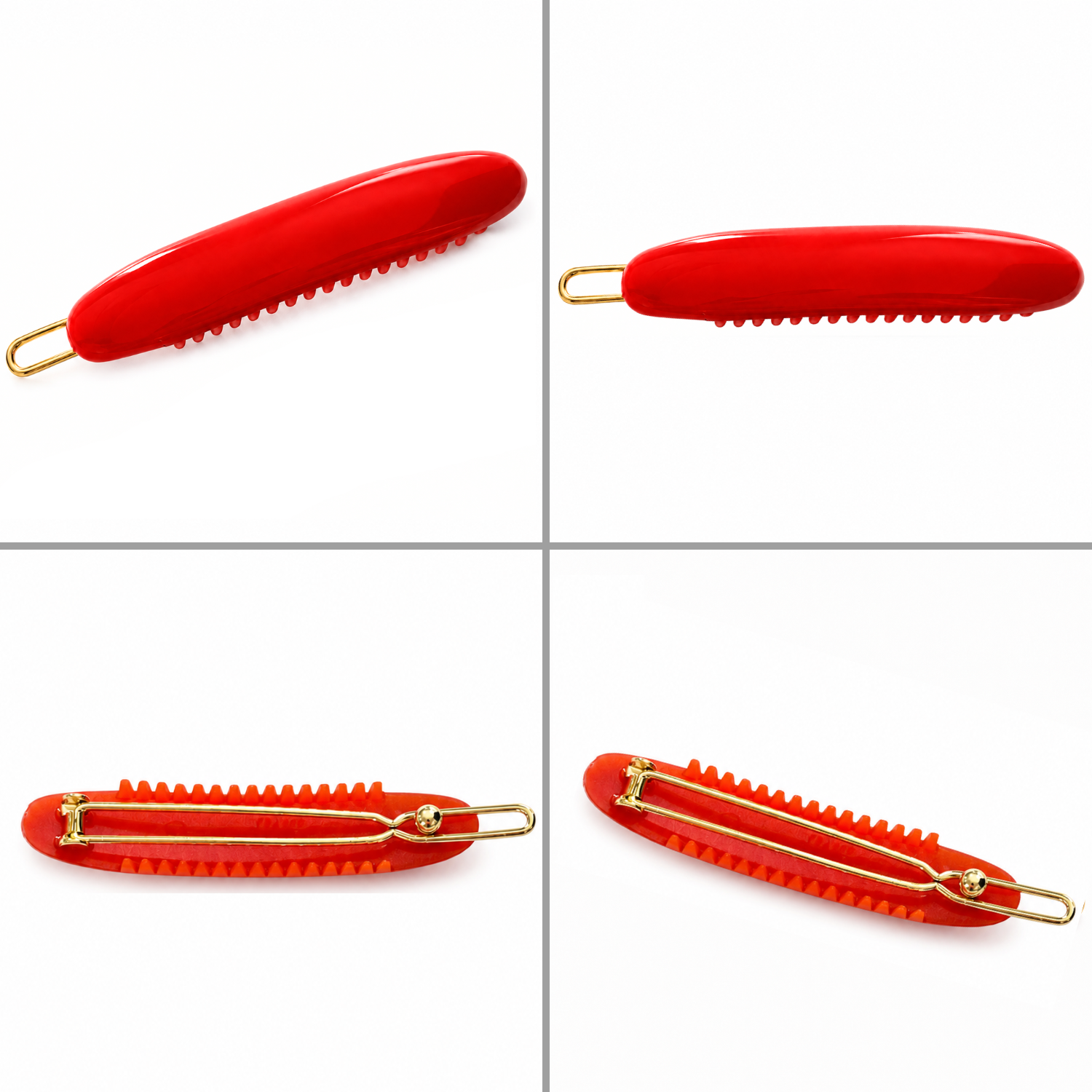 French Amie Oval Hair Barrette Clip Set of 2 Cellulose Acetate Tige Boule Clasp