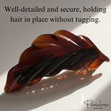 Parcelona French Leaf Barrette 4.5" Tortoise Shell Cellulose Acetate Hair Clip Grip
