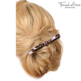 French Amie Sleek Bow Leopard Brown Large Handmade Celluloid Hair Clip Barrette