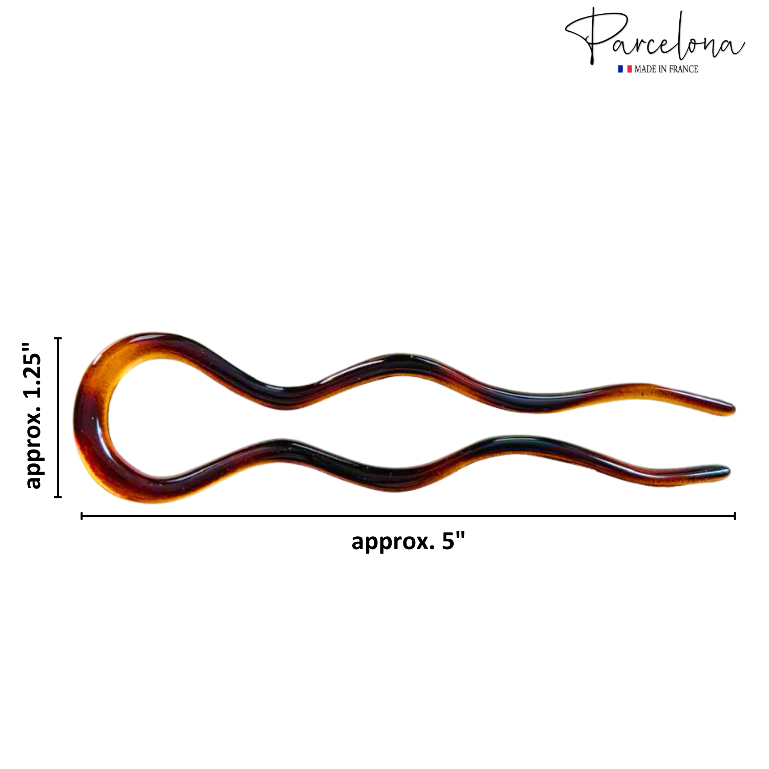 Parcelona French 2pc Wavy U Shape Hair Pin Cellulose Acetate 5" Chignon Bun Pins