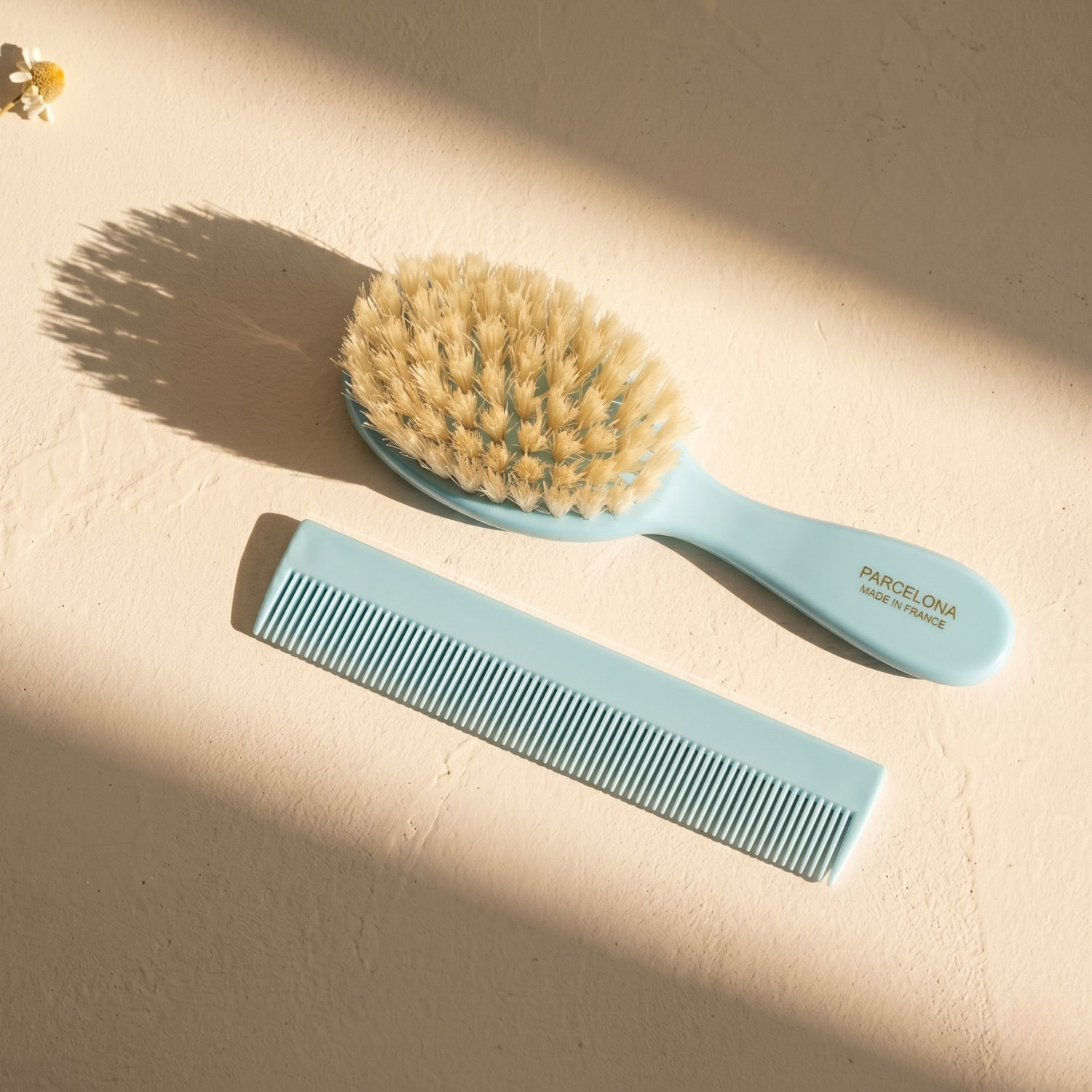 Parcelona French Grooming Combo 6” Cellulose Baby Brush and Comb for Toddlers