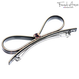 French Amie Sleek Bow Leopard Brown Large Handmade Celluloid Hair Clip Barrette