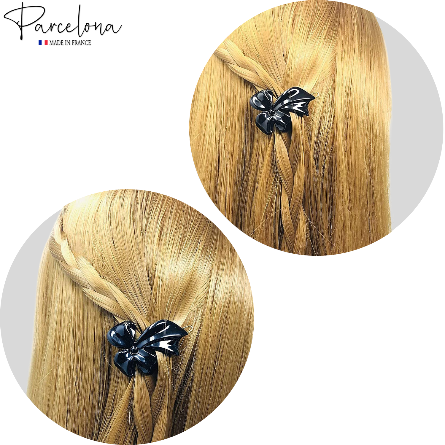 Parcelona French Lunaria Flower Small Black Snap Pin Hair Barrette Clips
