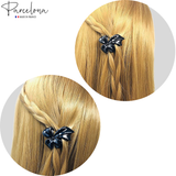 Parcelona French Lunaria Flower Small Black Snap Pin Hair Barrette Clips