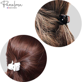Parcelona France Mignon Small Shell White & Black Hair Claw Clips With Crystal