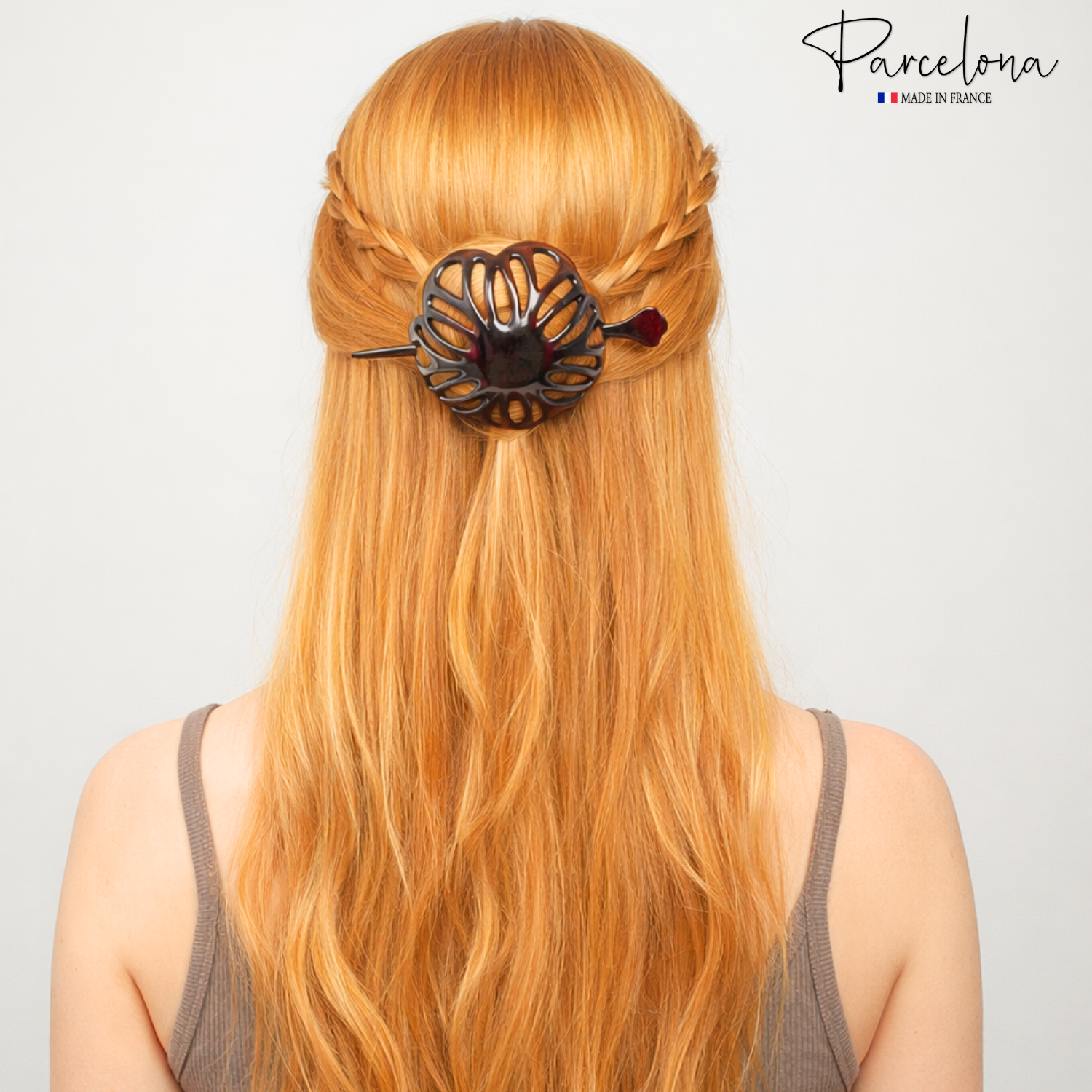 Parcelona French Radial 3.5 Inch Dome Bun Holder Hair Slide Cuff Pin with Stick