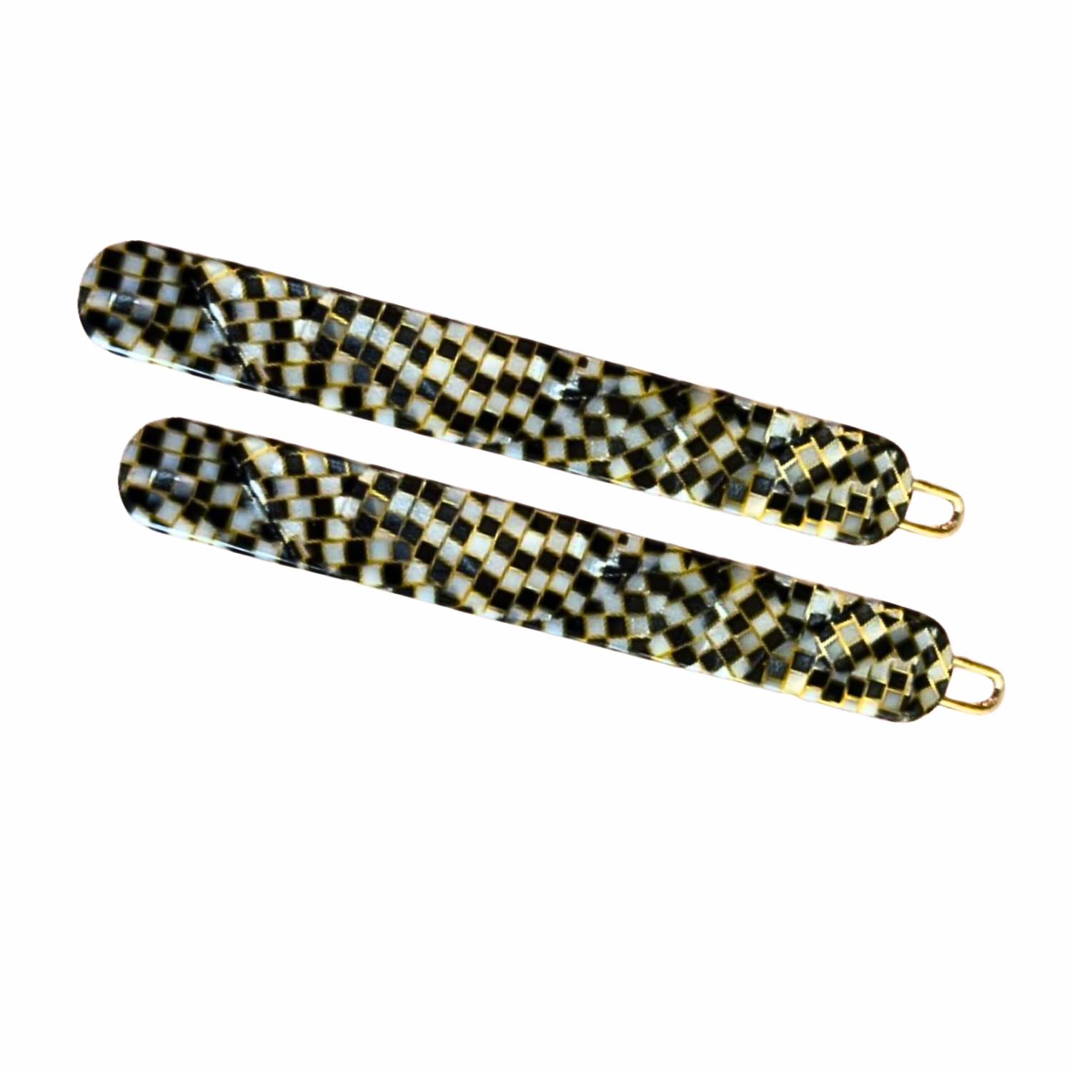 French Amie Rounded Oblong Small 2.5" Tige Boule Metal Clasp Hair Barrettes