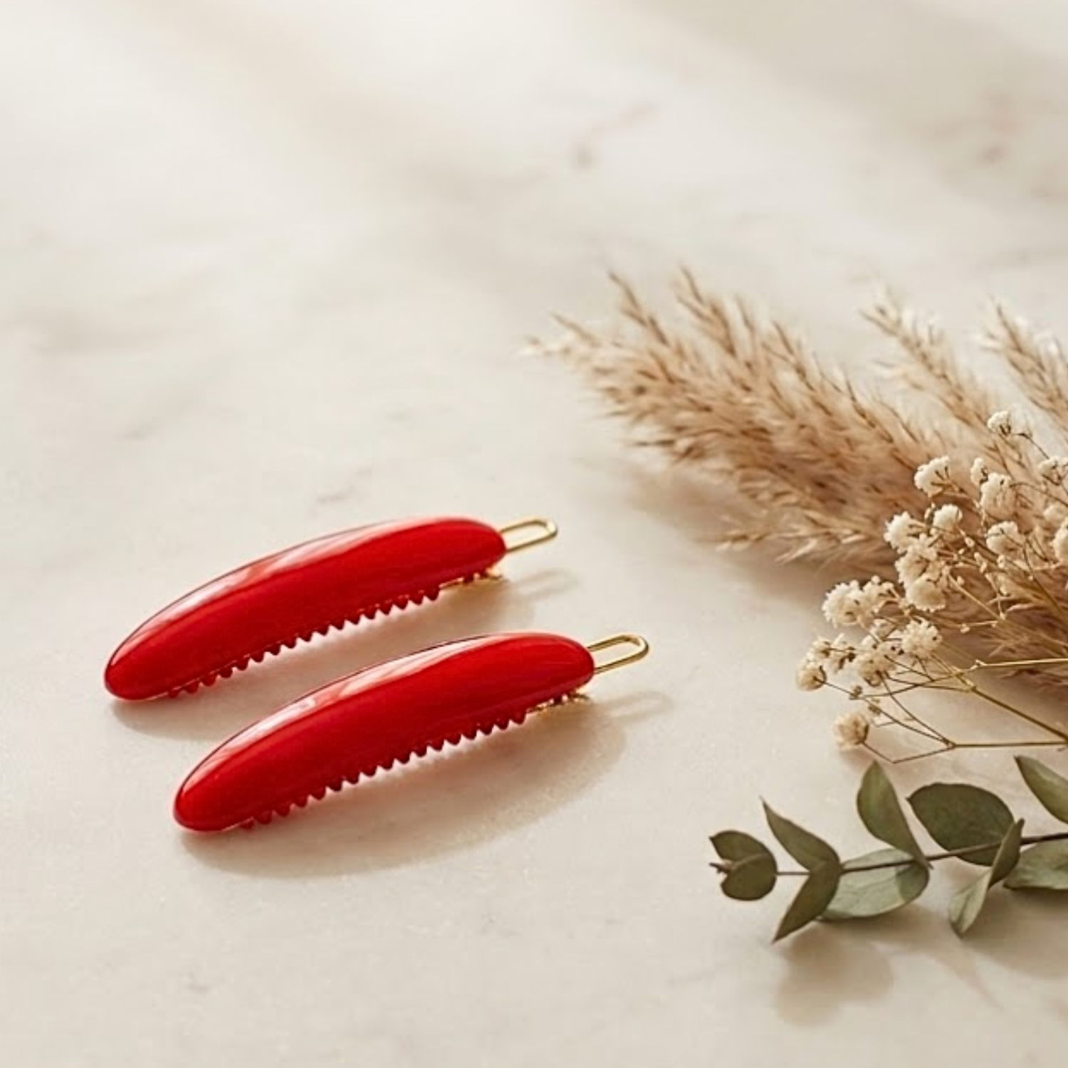 French Amie Oval Hair Barrette Clip Set of 2 Cellulose Acetate Tige Boule Clasp