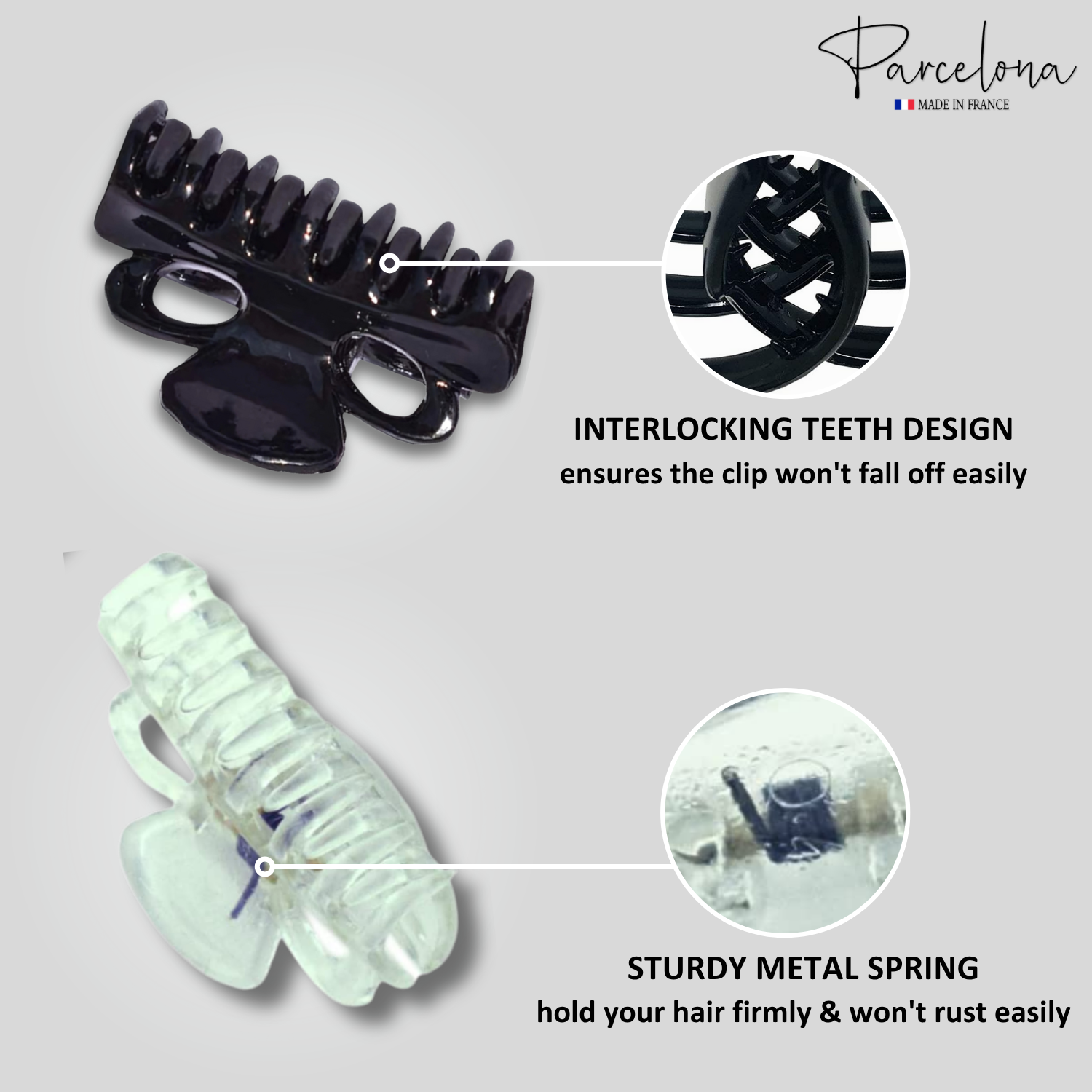 Parcelona French Petite Very Small Cellulose Set of 4 Hair Claws For Women
