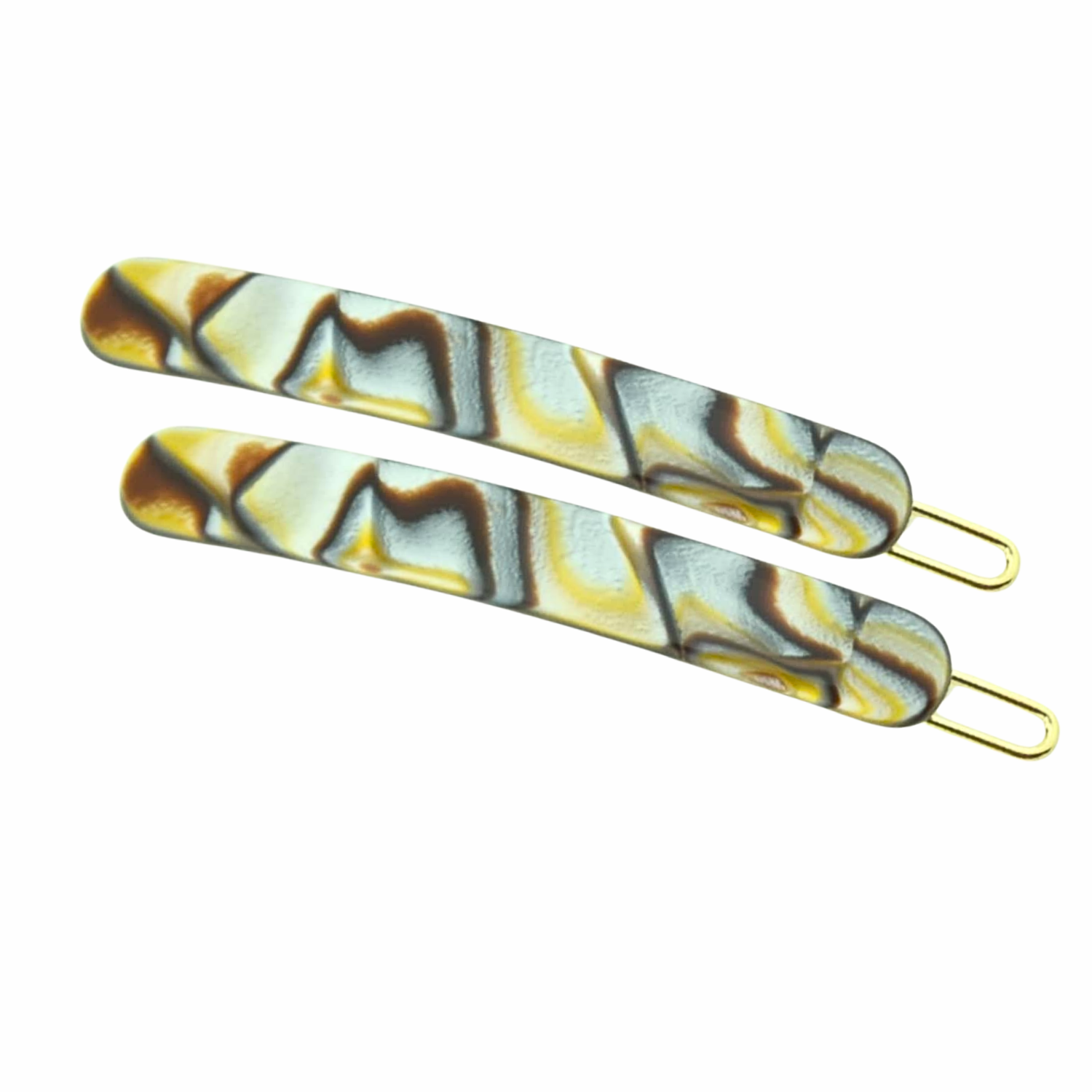 French Amie Rounded Oblong Small 2.5" Tige Boule Metal Clasp Hair Barrettes