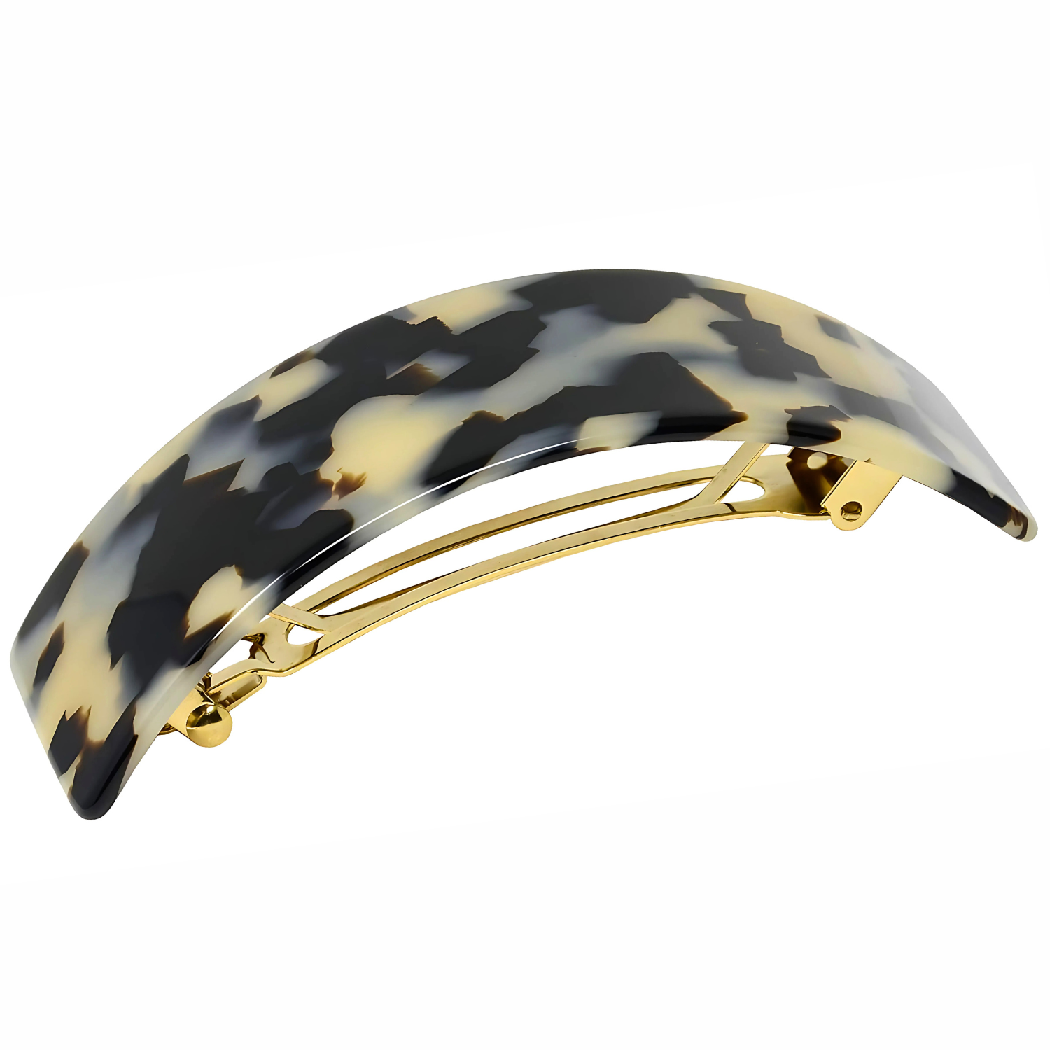 French Amie Broad Curved Oblong White Tokyo Extra Wide Volume Hair Clip Barrette