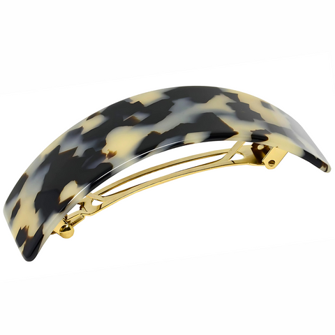 French Amie Broad Curved Oblong White Tokyo Extra Wide Volume Hair Clip Barrette