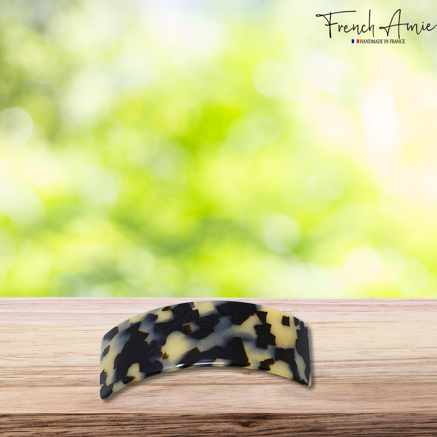 French Amie Broad Curved Oblong White Tokyo Extra Wide Volume Hair Clip Barrette
