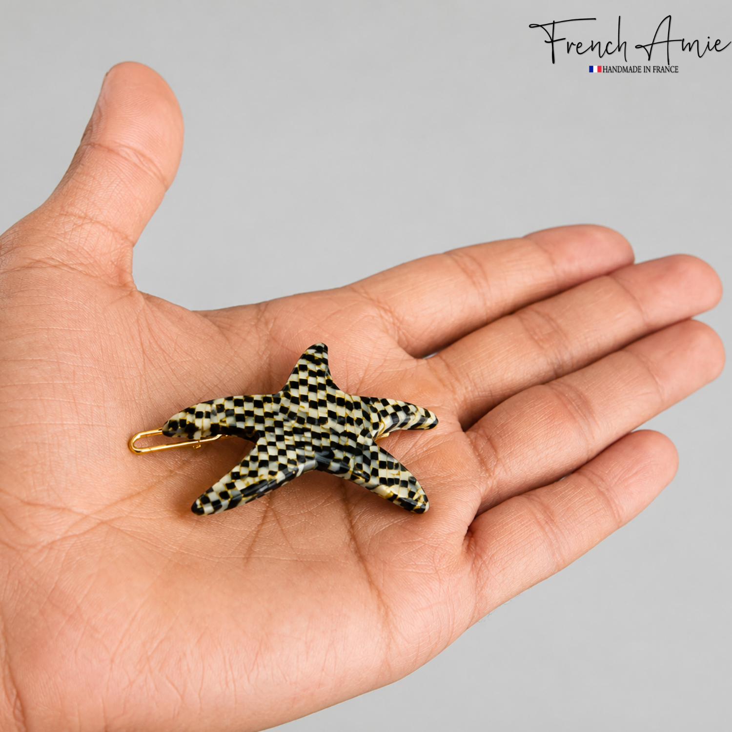 French Amie Star Fish Small Hair Clips Cellulose Acetate Beach Barrette Slide Set of 2