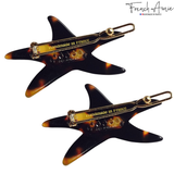 French Amie Star Fish Small Hair Clips Cellulose Acetate Beach Barrette Slide Set of 2