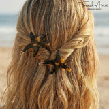 French Amie Star Fish Small Hair Clips Cellulose Acetate Beach Barrette Slide Set of 2