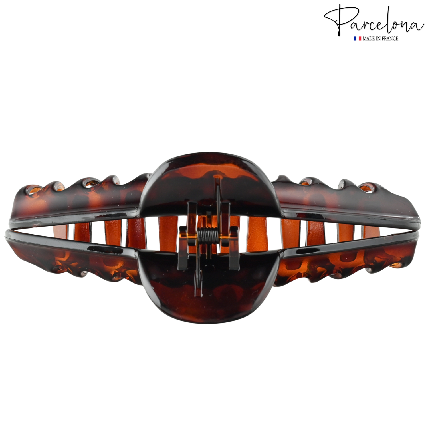 Parcelona French Curvy Large 5 Inches Long Cellulose Tortoise Shell Hair Claw