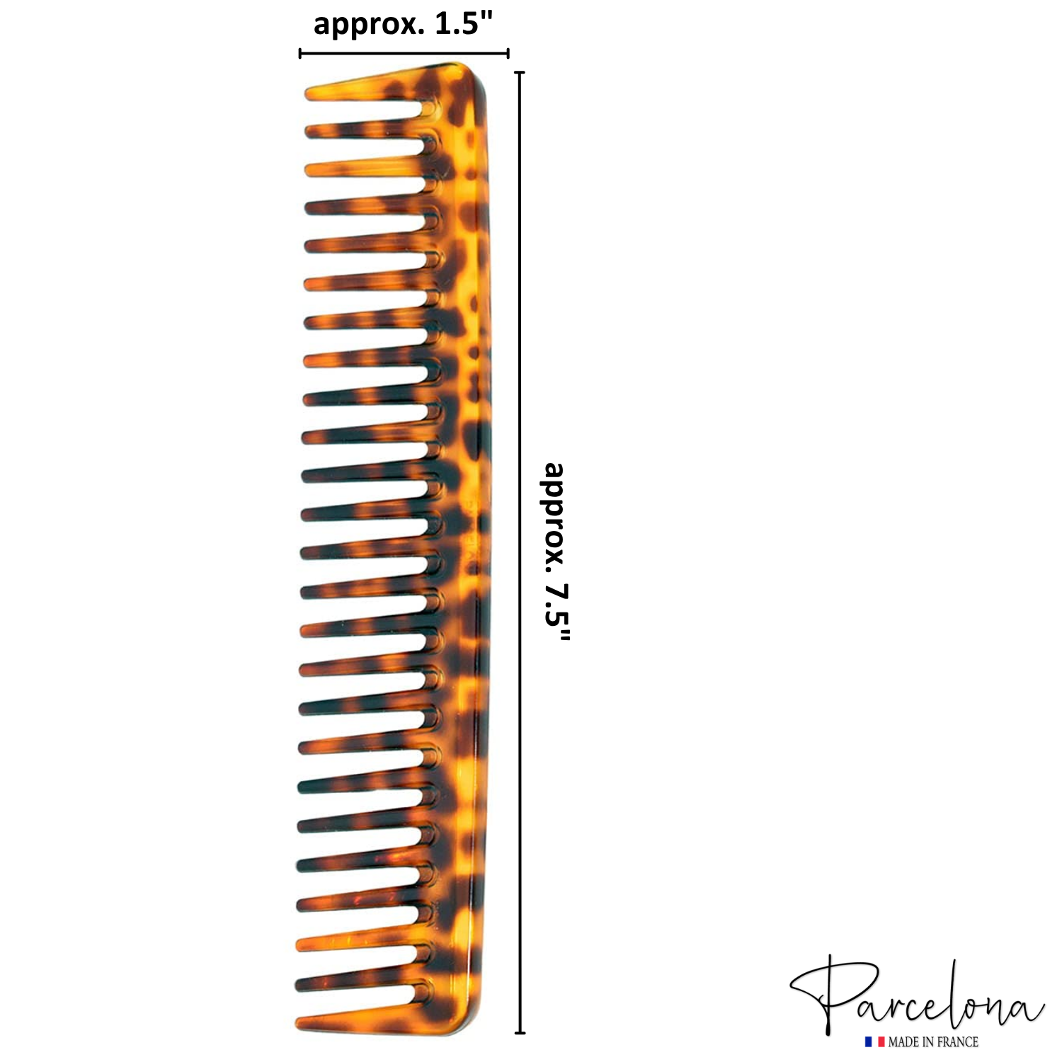Parcelona French Wide Tooth Rake Leopard Pattern Large Cellulose Hair Detangling