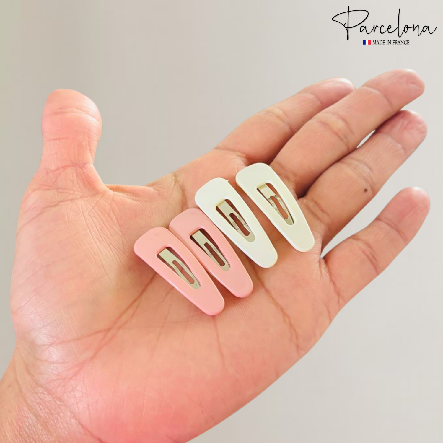 Parcelona French Mini Set of 4 Small 1.25" Cellulose Snap Hair Pins for Women