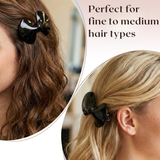 Parcelona French Bow Small Hair Barrette Black Hair Clips for Women - 2 Pieces