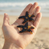 French Amie Star Fish Small Hair Clips Cellulose Acetate Beach Barrette Slide Set of 2