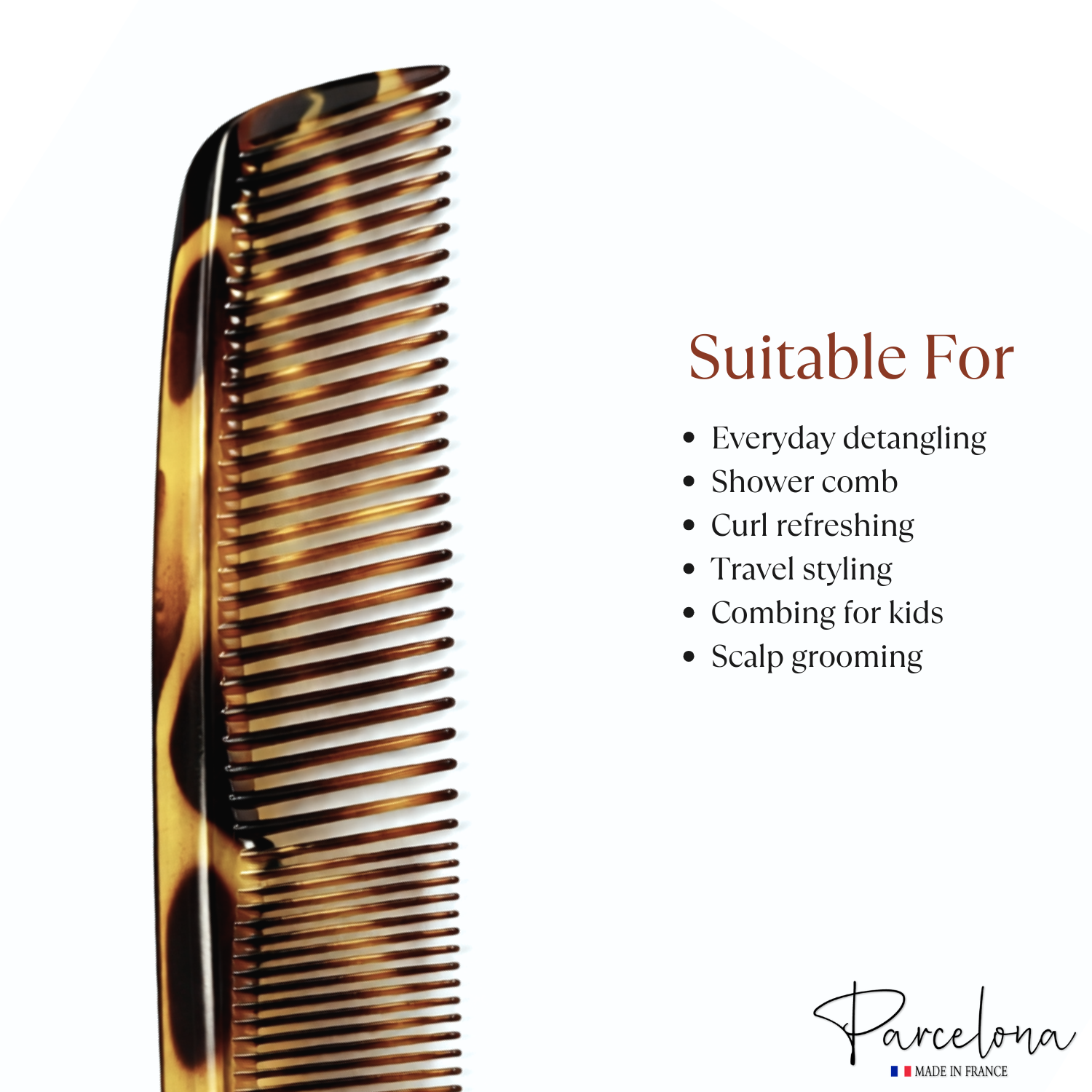 Parcelona French Dressing Comb 7.5" Wide Narrow Teeth Detangler Hair Accessories