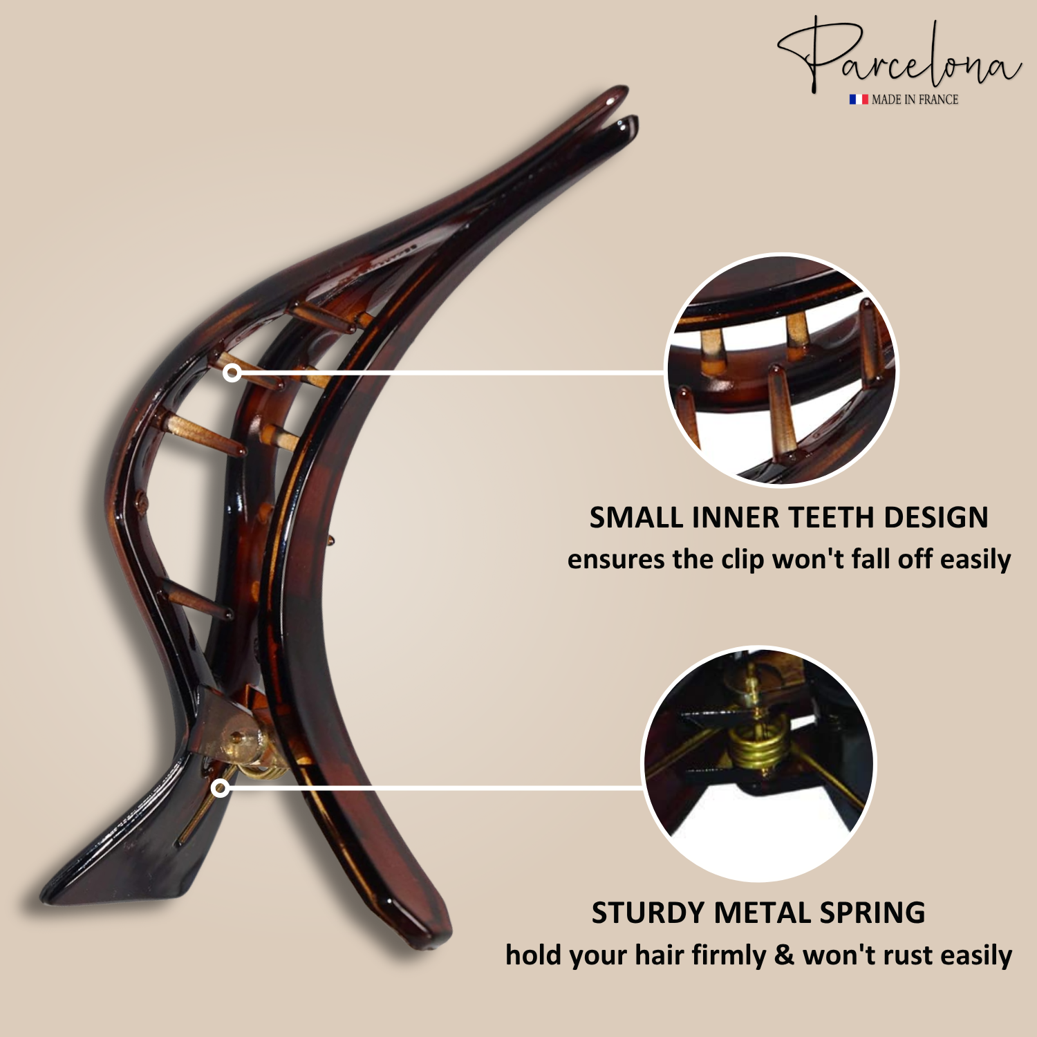 Parcelona French Cardinal Beak Shell Cellulose Medium Hair Slider Yoga Claw Clip