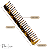 Parcelona French Wide Tooth Rake Giraffe Large Celluloid Hair Detangling Comb