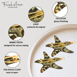 French Amie Star Fish Small Hair Clips Cellulose Acetate Beach Barrette Slide Set of 2