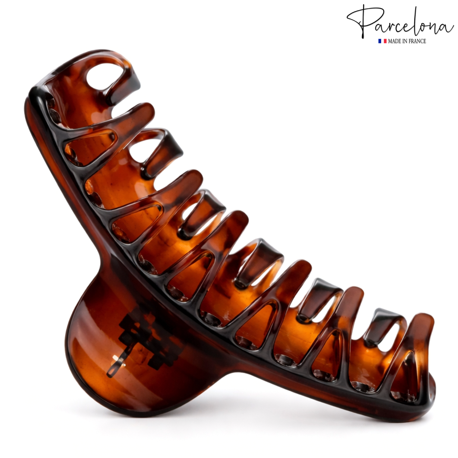 Parcelona French Curvy Large 5 Inches Long Cellulose Tortoise Shell Hair Claw