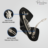 Parcelona French Bow Small Hair Barrette Black Hair Clips for Women - 2 Pieces