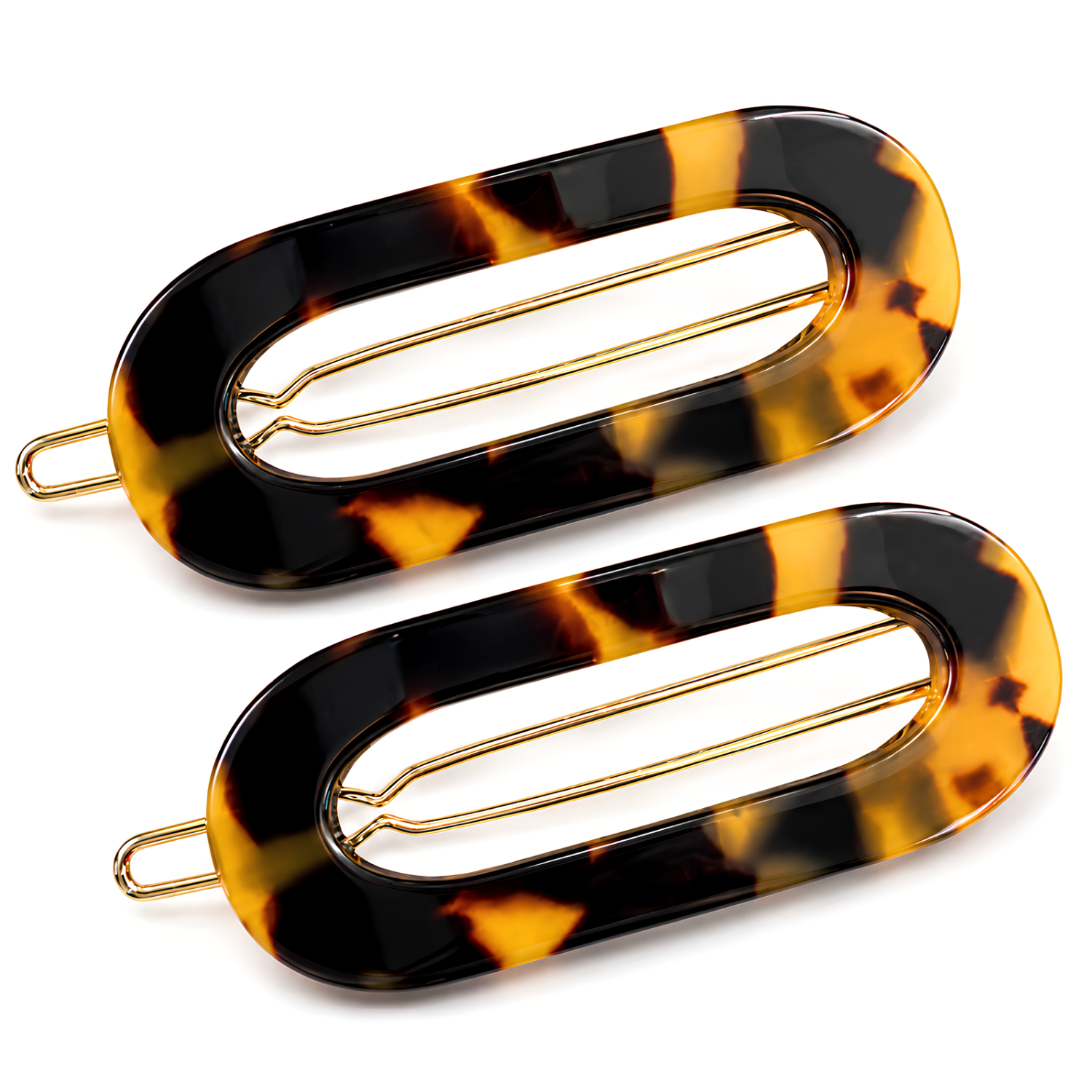 French Amie Mini Oval 2” Cellulose Handmade Snap Tige Boule Hair Clips