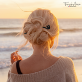 French Amie Twirl Black 6" Large Cellulose Handmade Chignon Bun Hair Pin Stick