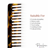 Parcelona French Wide Tooth Rake Giraffe Large Celluloid Hair Detangling Comb
