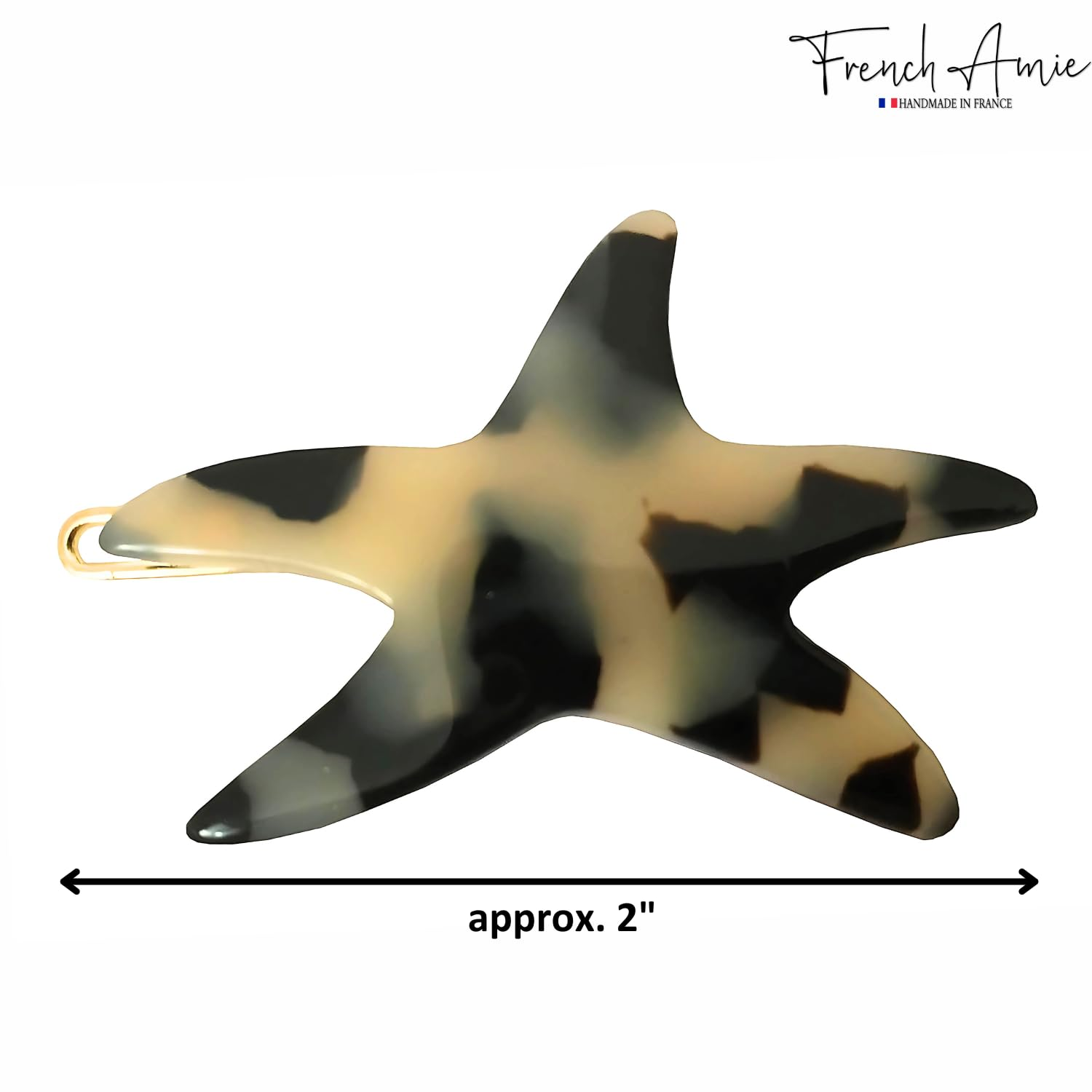 French Amie Star Fish Small Hair Clips Cellulose Acetate Beach Barrette Slide Set of 2