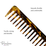 Parcelona French Wide Tooth Rake Giraffe Large Celluloid Hair Detangling Comb