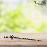 French Amie Knot Handmade 7" Onyx Cellulose Acetate Chignon Bun Hair Pin Stick