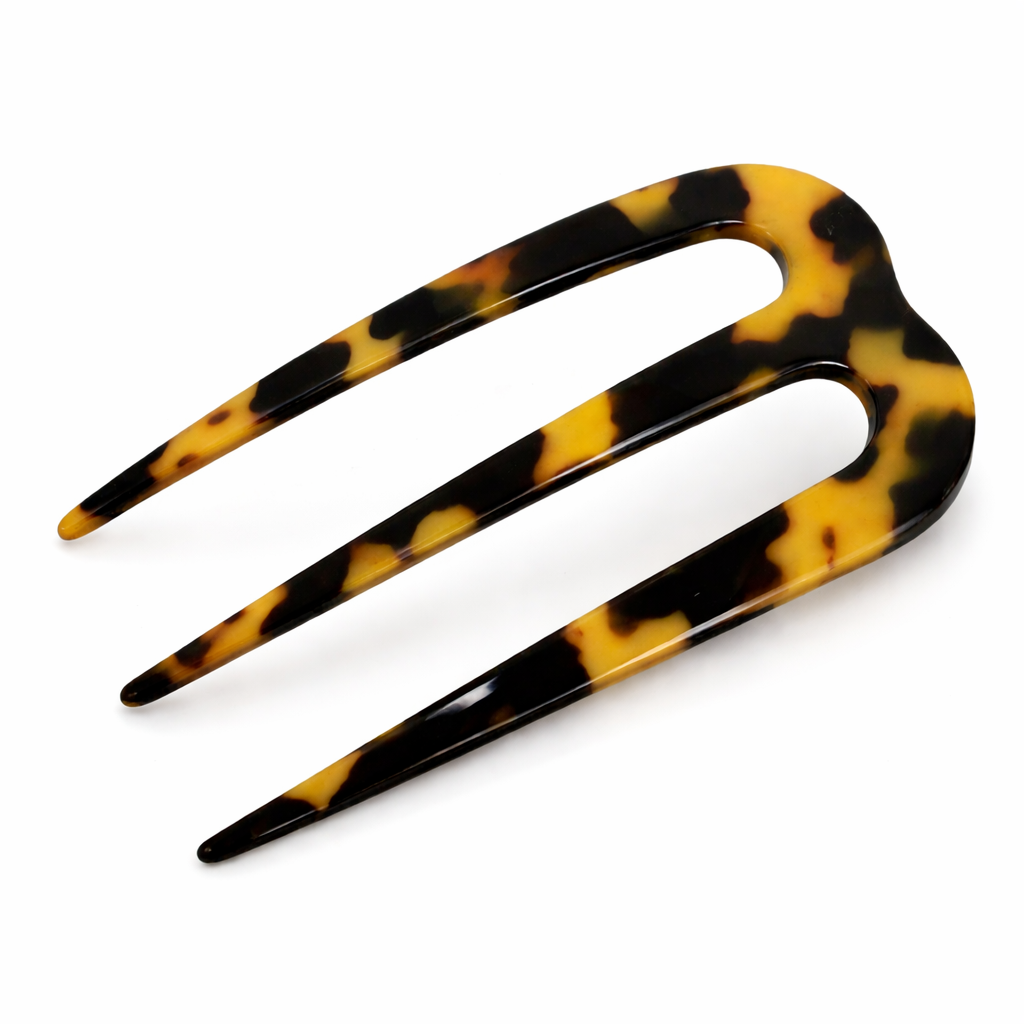 French Amie Tri Prongs 3" Medium Handmade Cellulose Bun Holder Women Hair Pin