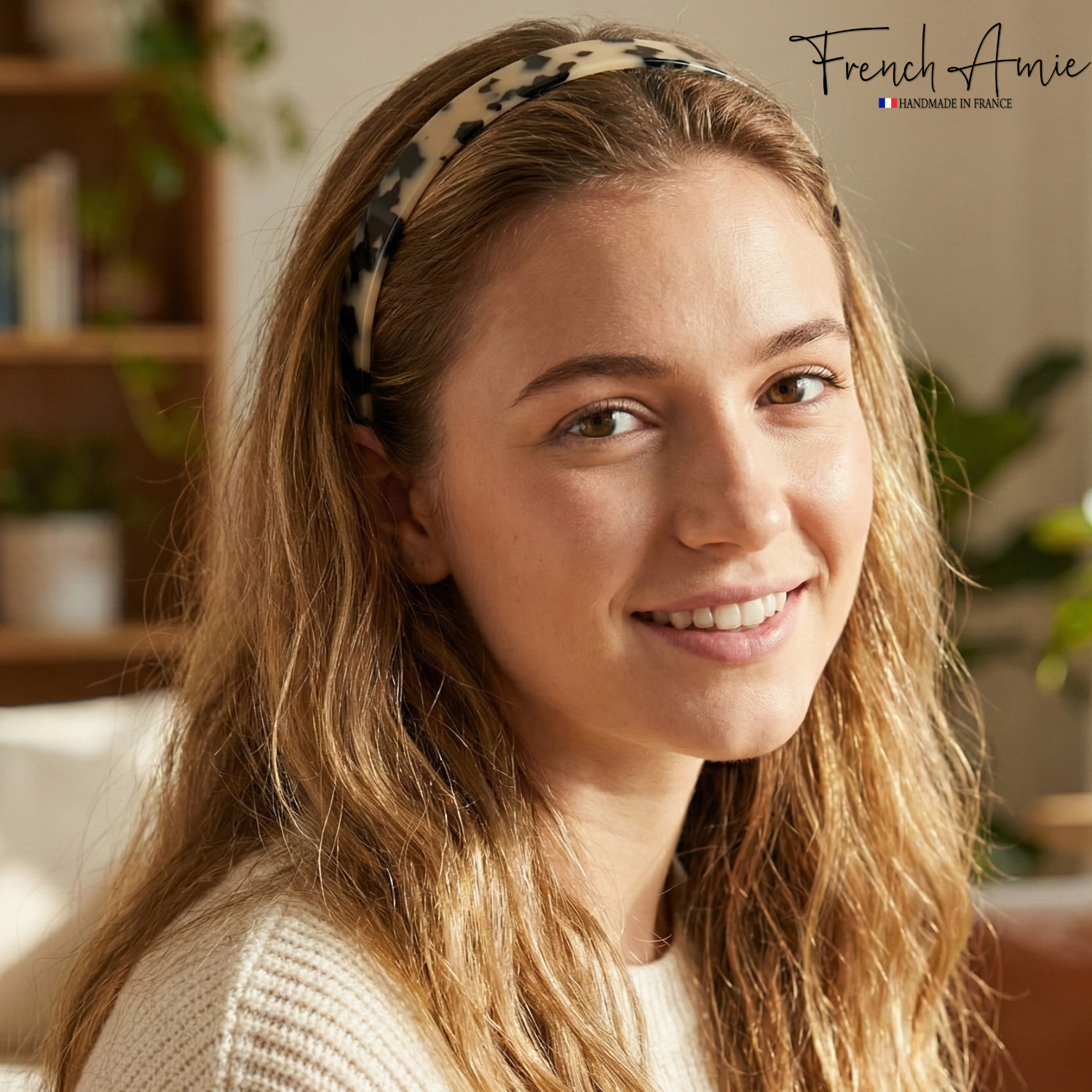French Amie Wide Headband 1/2" Handmade Celluloid Hair Accessories Women & Girls