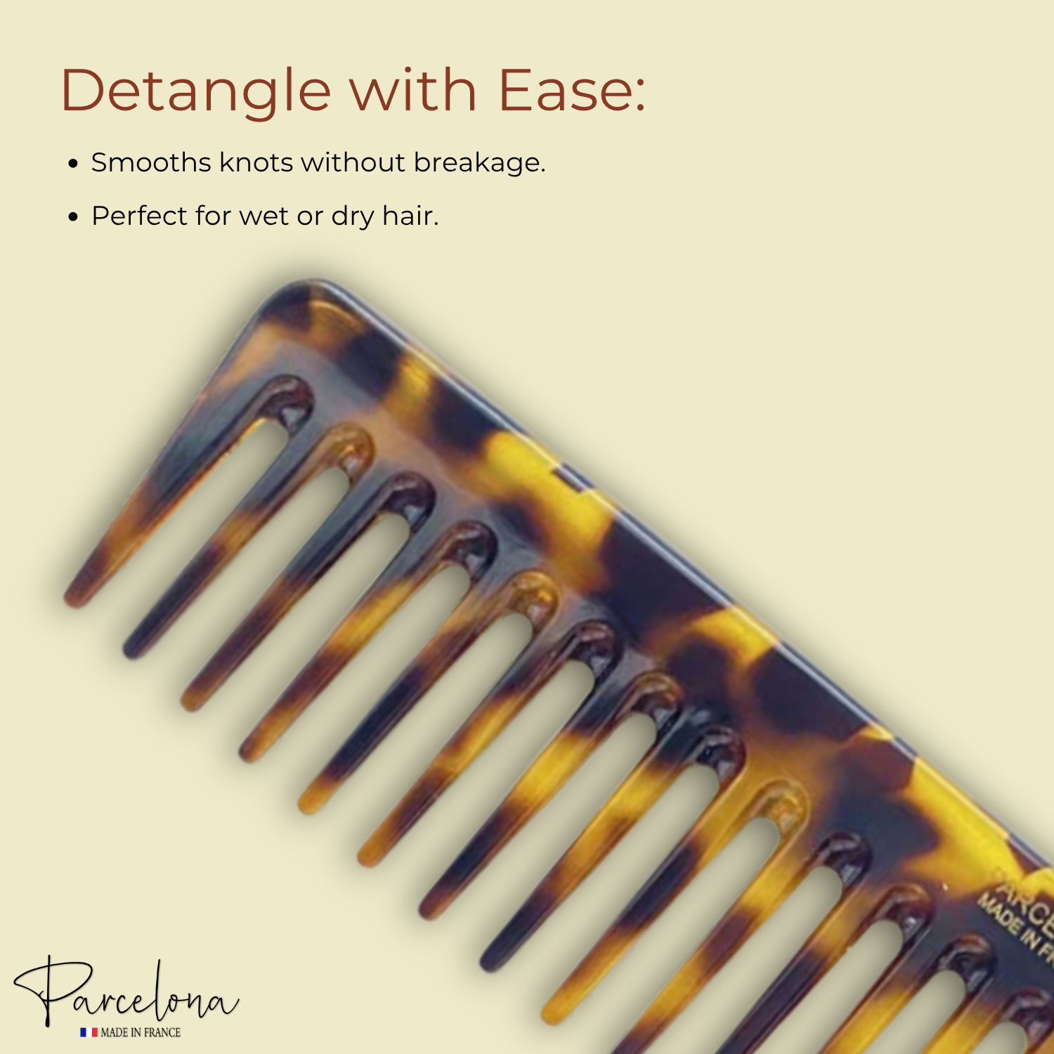 Parcelona French Wide Tooth Rake Tokyo Large Cellulose Hair Detangling Comb
