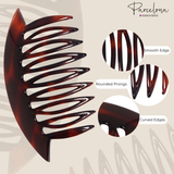 Parcelona French Wide Edge Shell Large 4" Celluloid Set of 2 Side Hair Combs