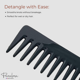 Parcelona French Volume Long Rake Set of 2 Shell Black Celluloid Wide Hair Combs