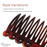 Parcelona French Circles Edge Small 2.75” Celluloid Side Hair Combs - 2 Pcs